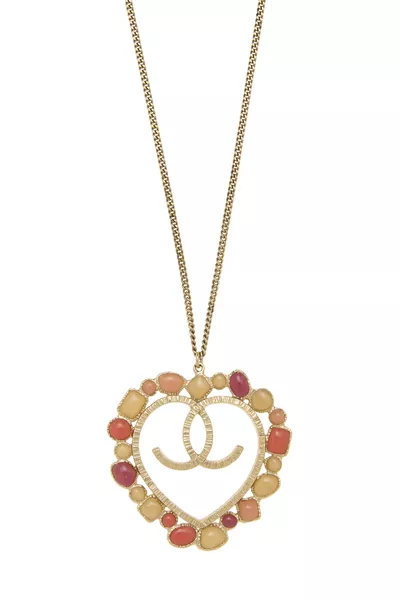 Gold Gripoix Heart Necklace, , large