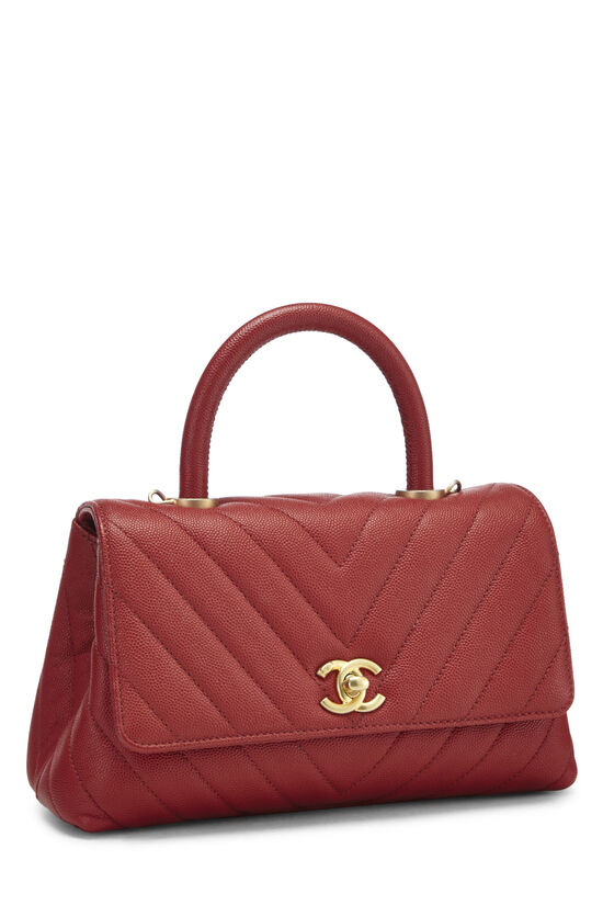 CHANEL Caviar Quilted Mini Coco Handle Flap Red | FASHIONPHILE