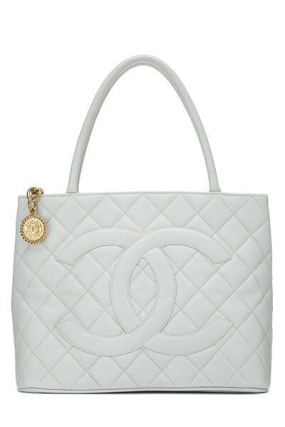 Blue Quilted Caviar Medallion Tote
