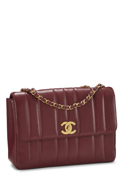 Burgundy Vertical Caviar Half Flap Medium, , large