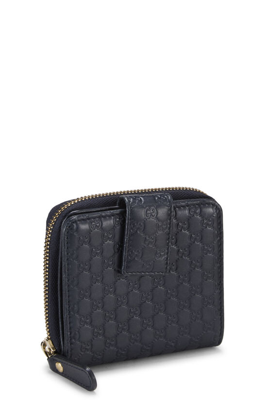 Navy Guccissima Leather French Compact Zip Wallet, , large image number 1