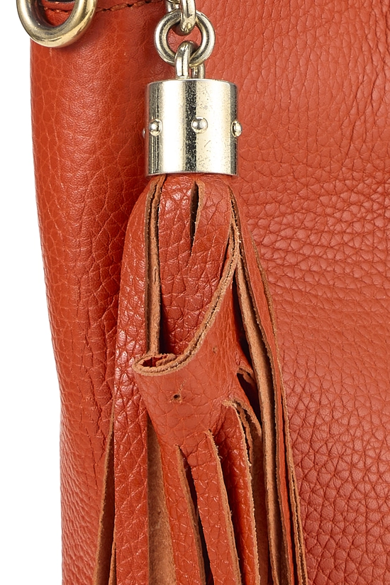 Orange Grained Leather Soho Top Handle Bag, , large image number 6