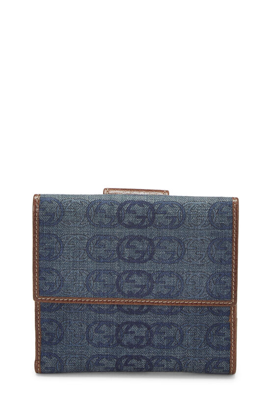 Blue GG Denim Abbey Compact Wallet, , large image number 4