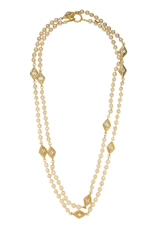 Gold Faux Pearl Necklace, , large image number 0