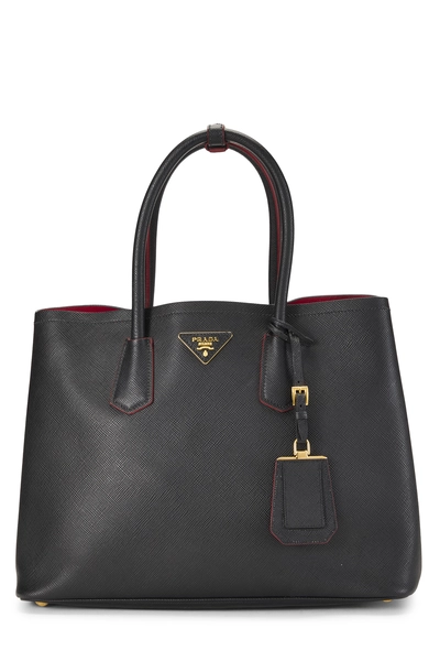 Prada Black Saffiano Double Bag Medium