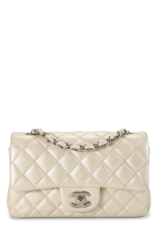 Cream Quilted Caviar Rectangular Flap Mini, , large image number 0