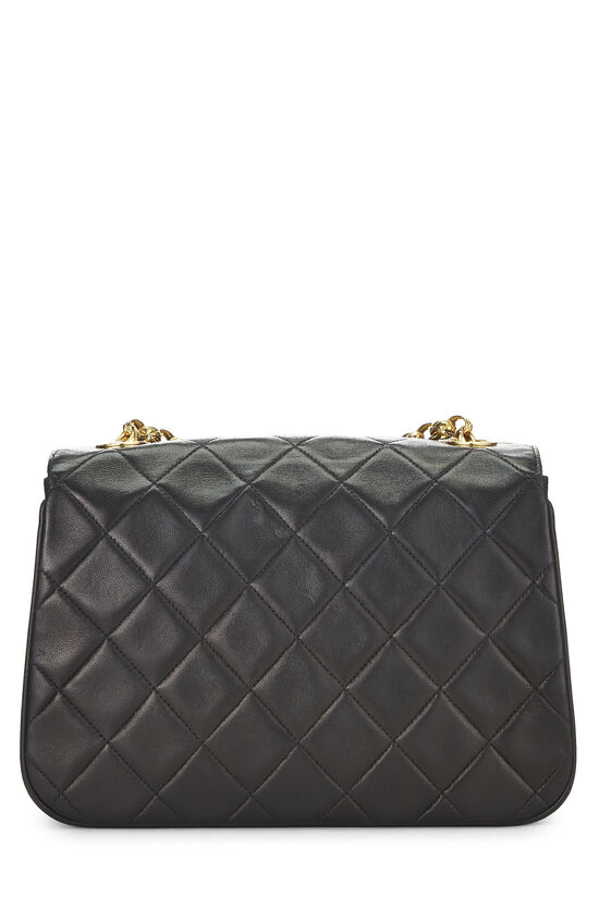 Black Quilted Lambskin Round Flap Small, , large image number 3