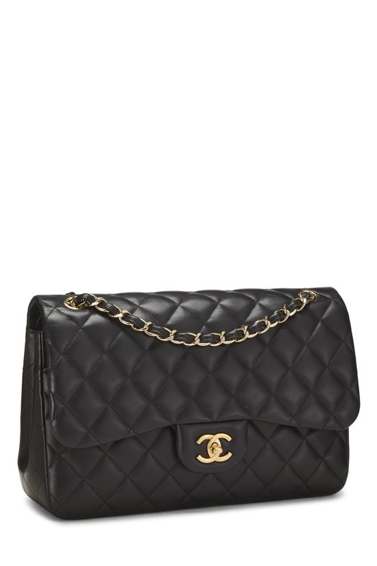 Black Quilted Lambskin New Classic Double Flap Jumbo, , large image number 1