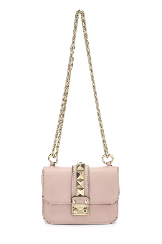 Pink Leather Glam Lock Rock Stud Flap Bag Mini, , large image number 0