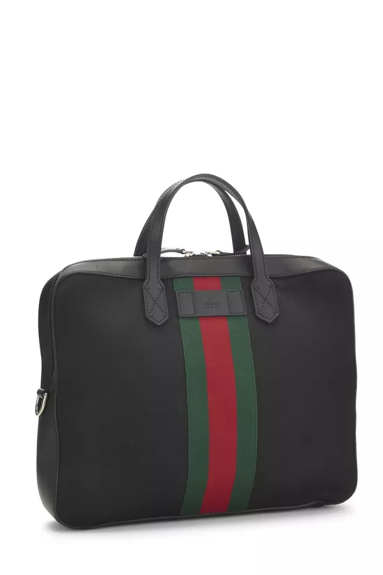Black Techno Canvas Web Briefcase, , large image number 1