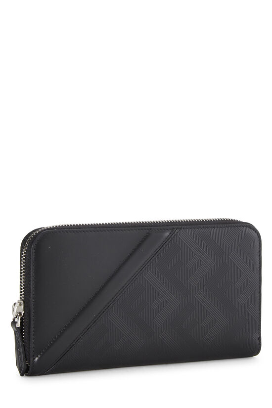 Black Zucca Leather Zip Around Wallet, , large image number 1