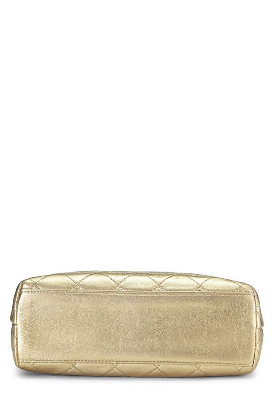 Metallic Gold Quilted Calfskin Shoulder Bag Small, , large image number 4