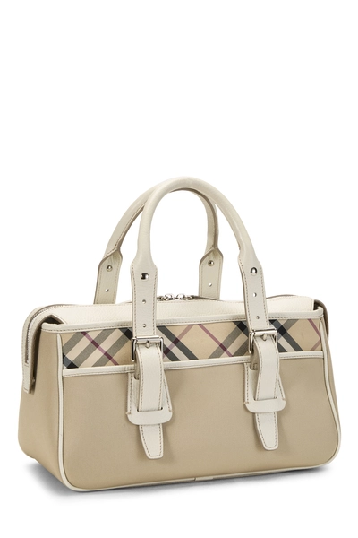 Burberry White Nylon Check Satchel Handbag Small — photo 2