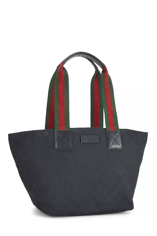 Black GG Canvas Web Soft Zip Tote, , large image number 1