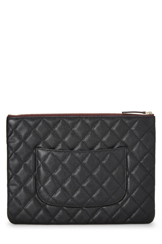 Black Quilted Caviar O Case Zip Pouch Medium, , large image number 2