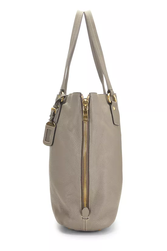 Grey Vitello Daino Side Zip Tote Large, , large image number 2