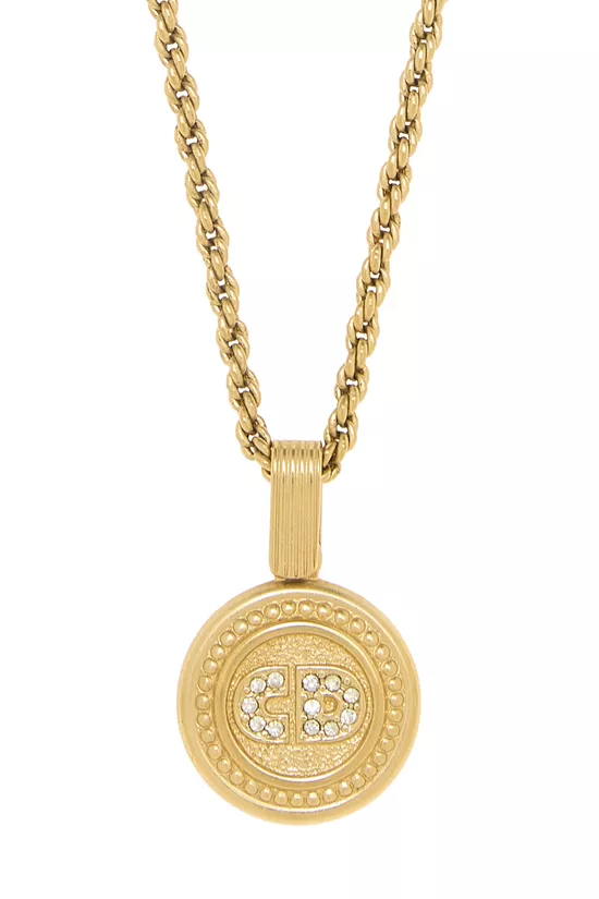 Gold & Crystal 'CD' Necklace, , large image number 1