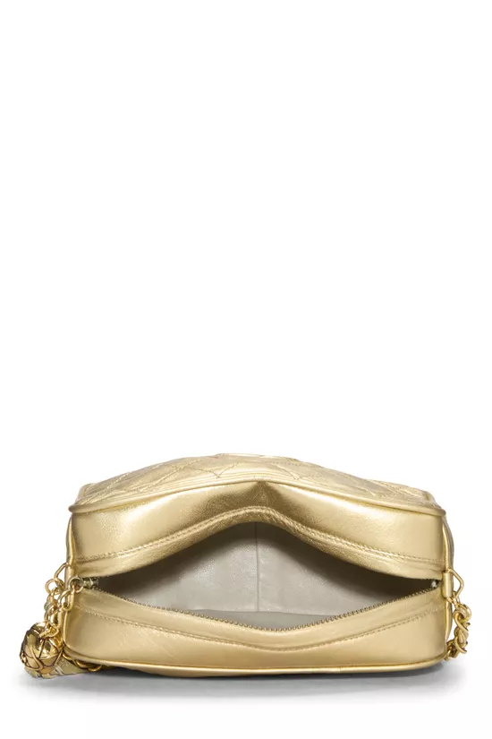 Gold Lambskin Diamond CC Camera Bag Mini, , large image number 5