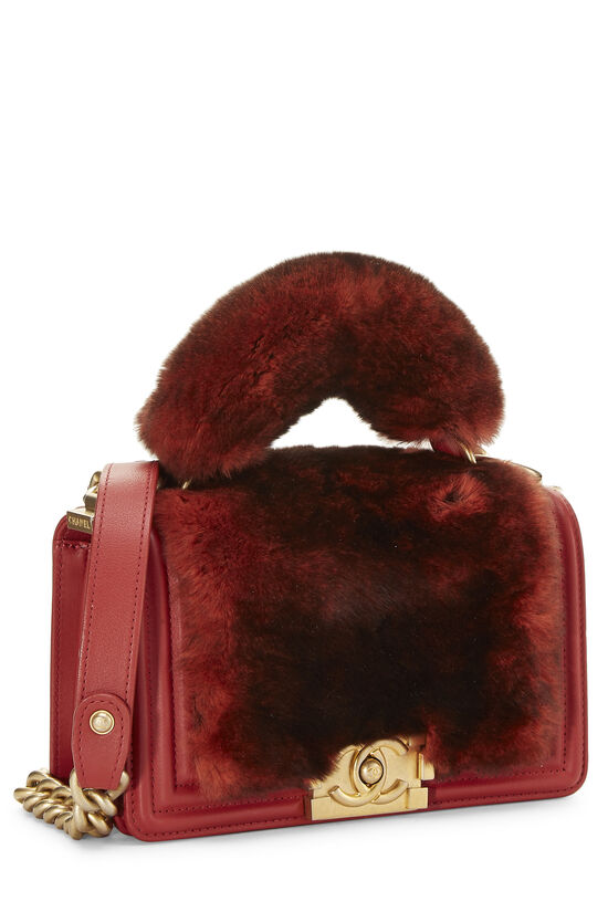 Paris-Hamburg Red Fur Top Handle Boy Bag Small, , large image number 2