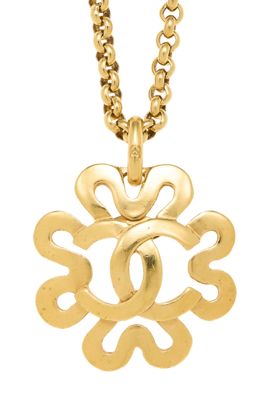 Gold Squiggle Border 'CC' Necklace, , large image number 1
