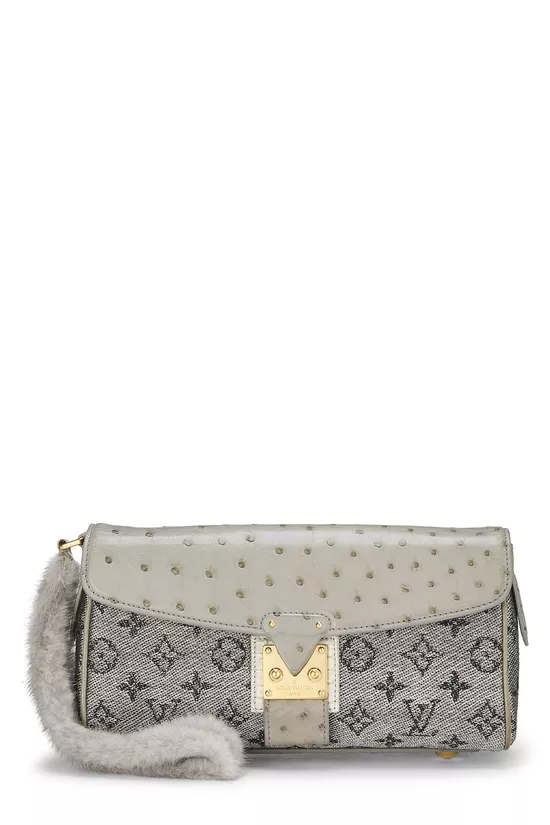 Grey Monogram Canvas & Ostrich Comedie Manege, , large image number 0