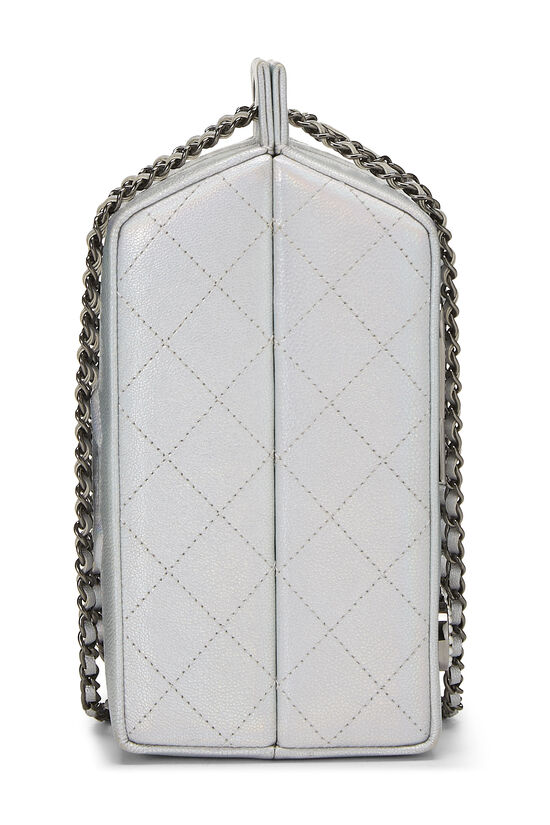 Metallic Silver Leather Coco Milk Carton Bag, , large image number 3