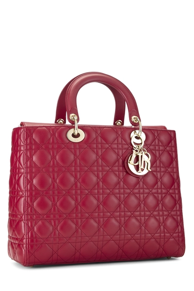 Red Cannage Quilted Lambskin Lady Dior Large, , large