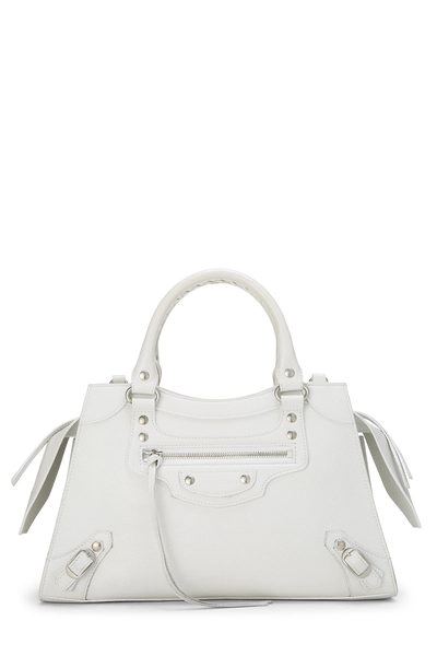 White Calfskin Neo Classic City Bag Small