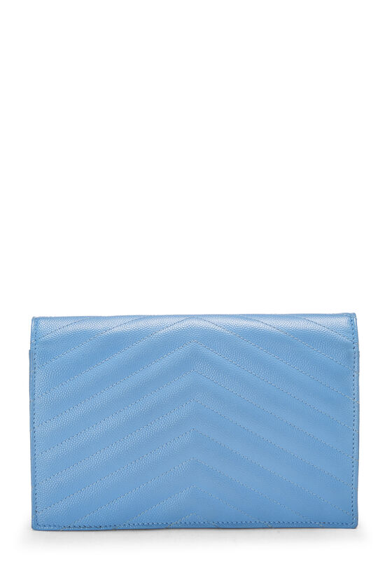 YSL Blue Grained Calfskin Envelope Wallet-On-Chain (WOC