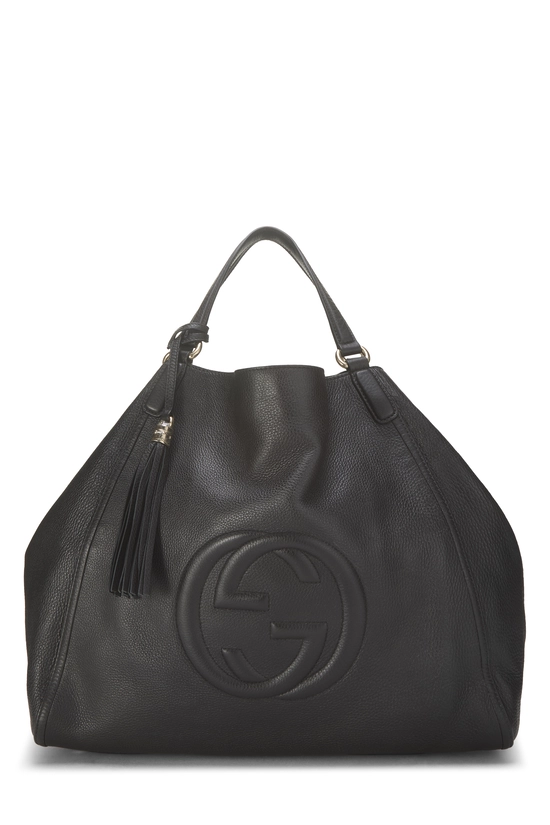 Black Leather Soho Top Handle Hobo Large, , large image number 0