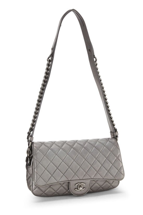 Used Grey Chanel Authentic Vintage Grey Leather Sea Hit Soft Tote  Shoulder Bag Houston,TX