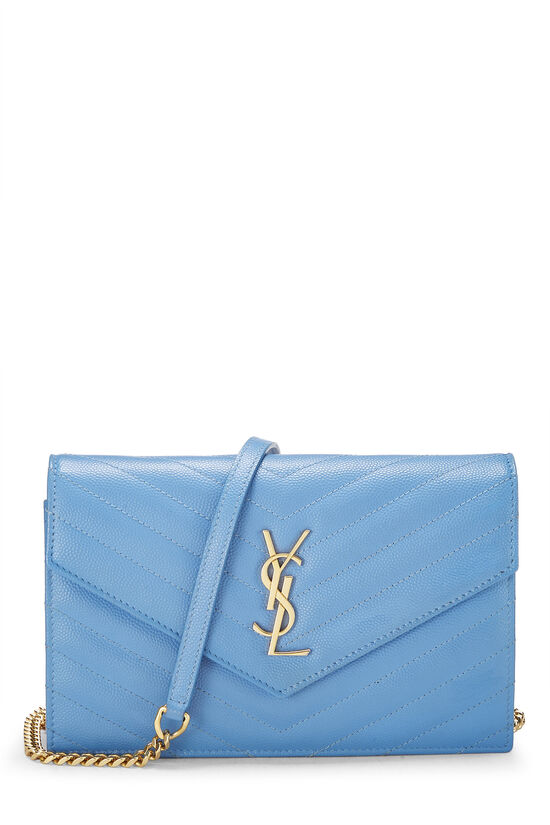 F is Fendi Leather Wallet on Chain Blue