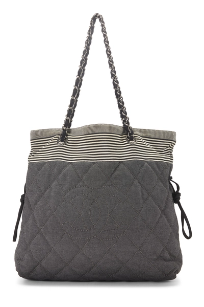 Chanel Black Denim 'CC' BonBon Tote Medium