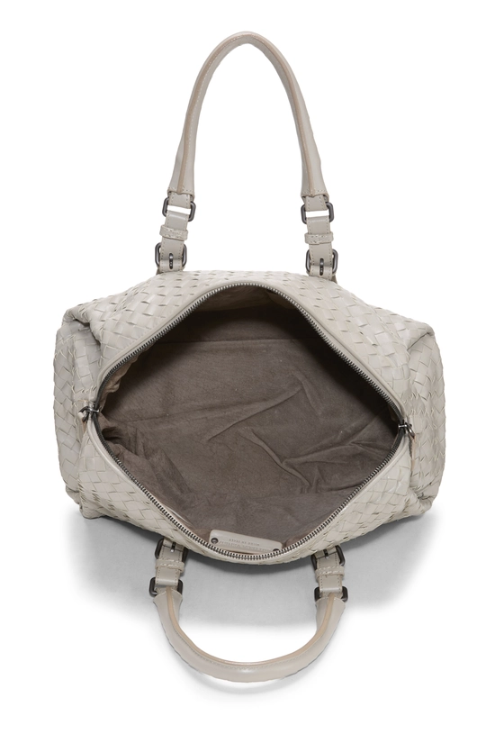 Grey Intrecciato Leather Boston, , large image number 5