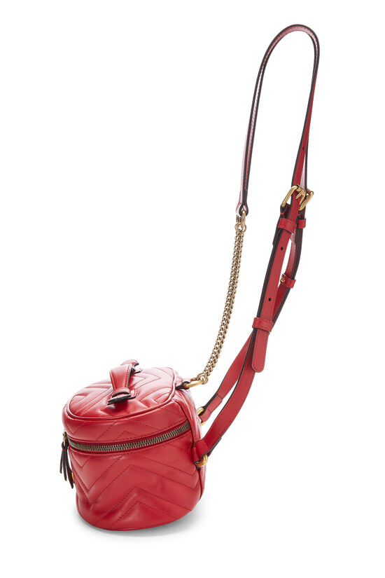 Red Leather 'GG' Marmont Backpack Mini , , large image number 3