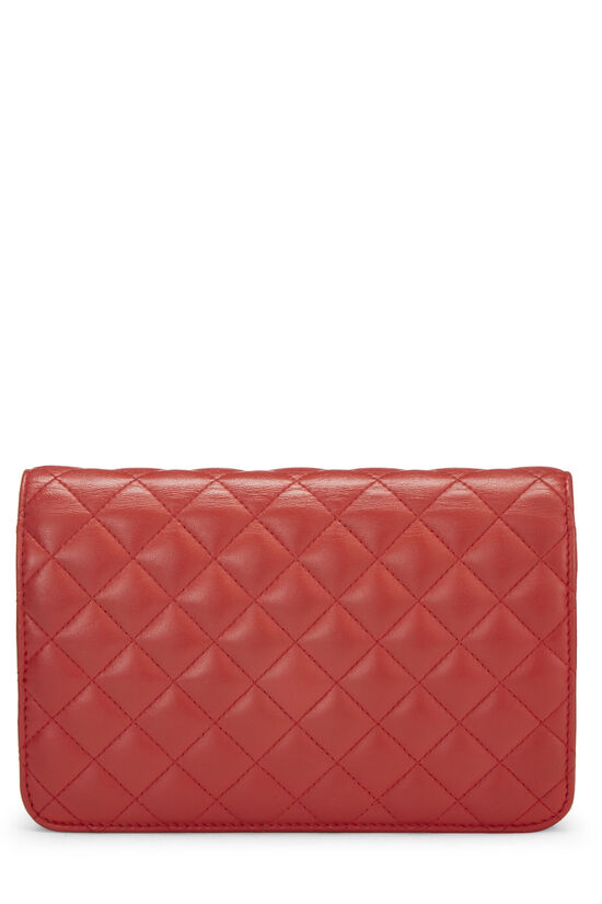 Red Quilted Lambskin CC Diamond Wallet on Chain (WOC), , large image number 5