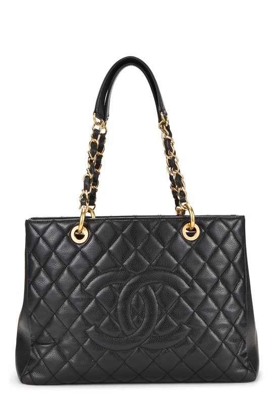 Black Quilted Caviar Grand Shopping Tote (GST), , large image number 0