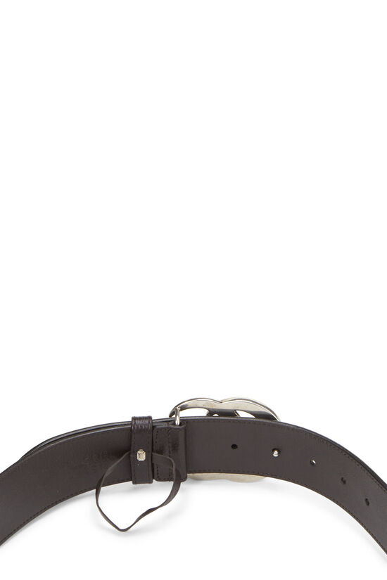 Brown Leather GG Marmont Belt, , large image number 3