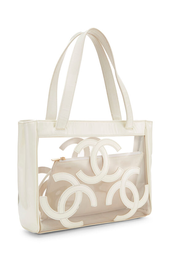White Vinyl 3 'CC' Tote Small, , large image number 3