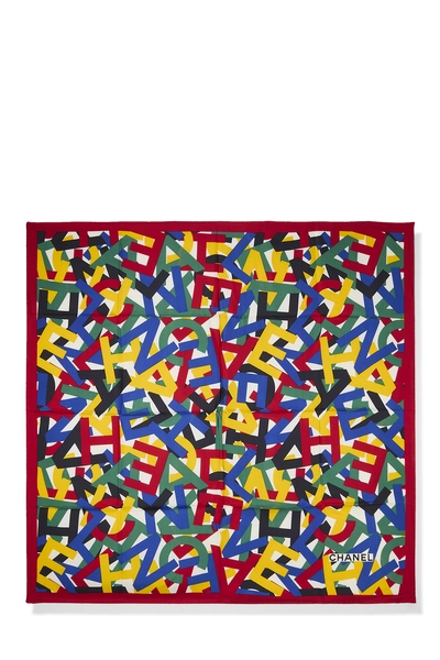 Multicolor Silk Logo Scarf