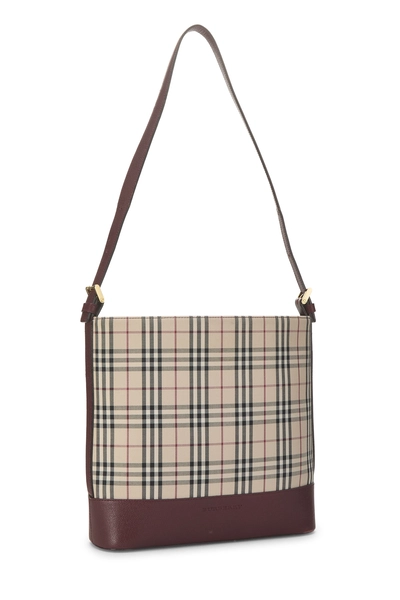 Burberry Burgundy Check Jacquard Canvas Hobo Small — photo 2