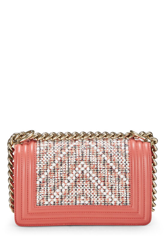 Pink & Multicolor Tweed Chevron Pearl Boy Bag Small, , large image number 4