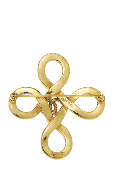 Gold Looped Cross 'CC' Pin, , large