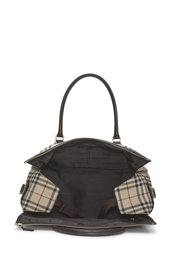 Brown House Check Nylon Weekender, , large image number 5