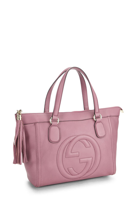 Pink Grained Leather Soho Zip Tote , , large image number 1