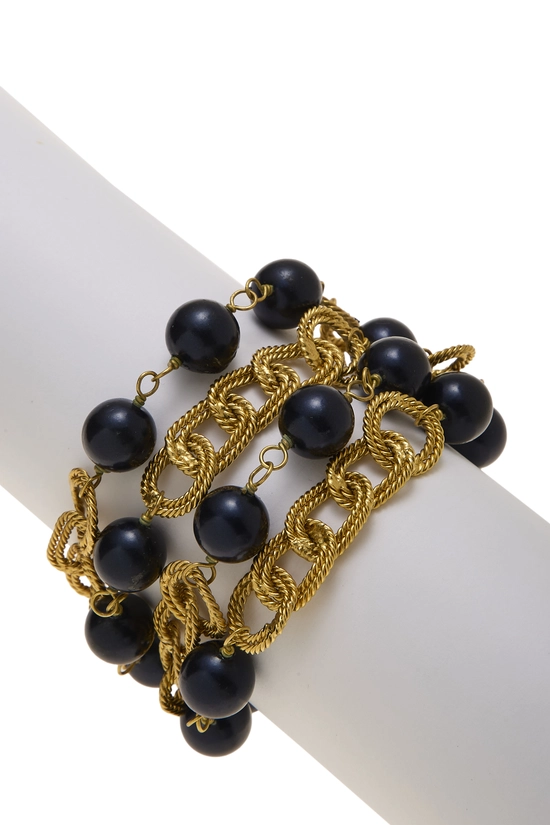 Gold Faux Pearl Charm Bracelet, , large image number 1