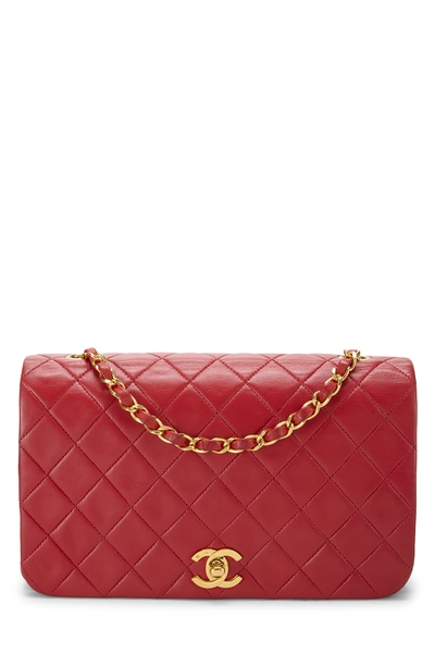 Chanel Red Quilted Lambskin Full Flap Small