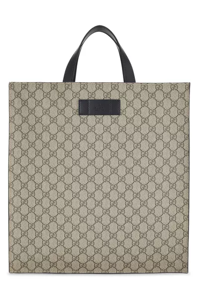 Black GG Supreme Canvas Web Vertical Tote
