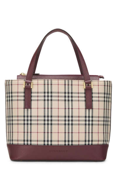 Burgundy House Check Jacquard Handbag Small