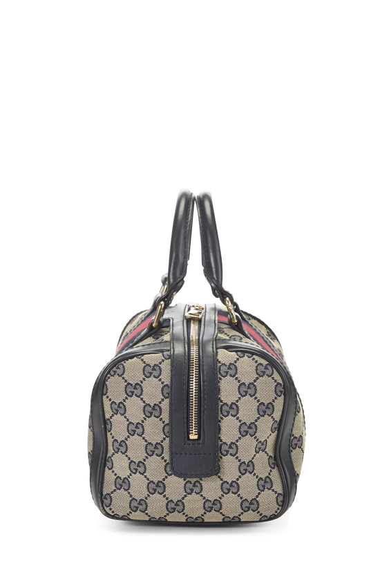 Navy GG Canvas Web Boston Handbag Small, , large image number 2